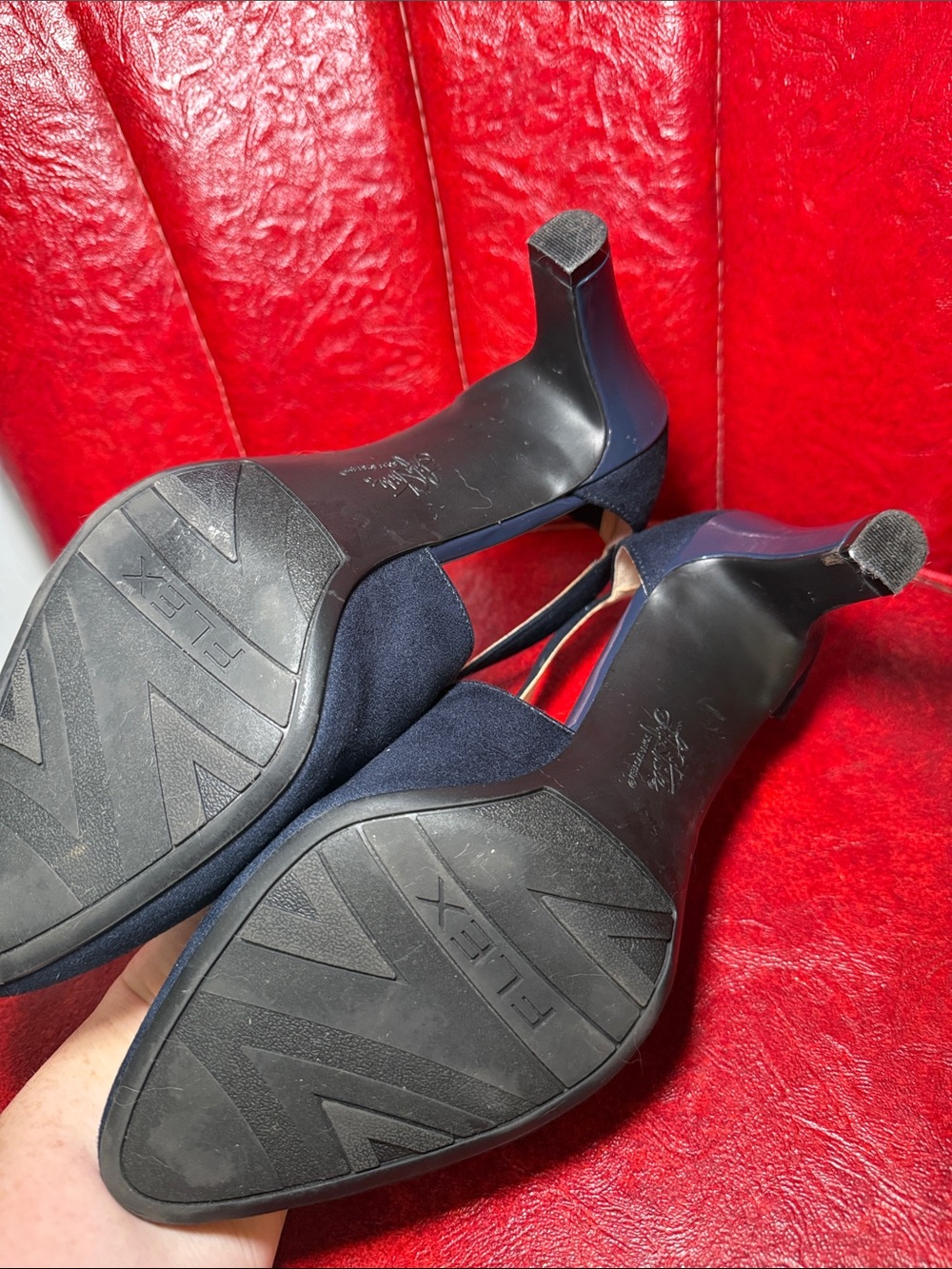 LifeStride Navy Suede T-Strap Pumps 10W Wide Comfort Heels - Picture 4 of 4